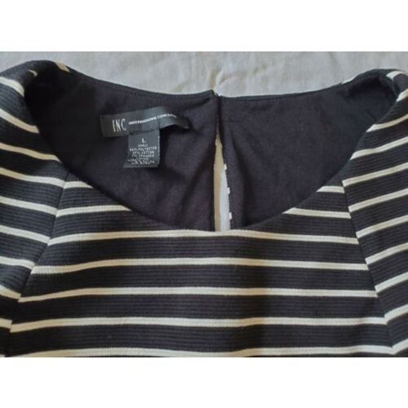 NWT International Concepts Black White Striped Sleeveless A Line Dress SZ L Larg - Picture 2 of 7